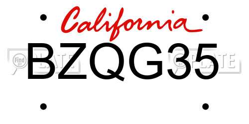 BZQG35 California License Plate