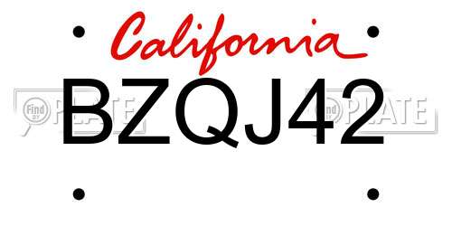 BZQJ42 California License Plate