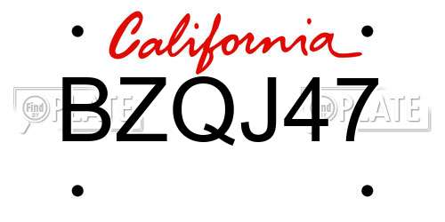 BZQJ47 California License Plate