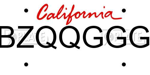 BZQQGGG California License Plate