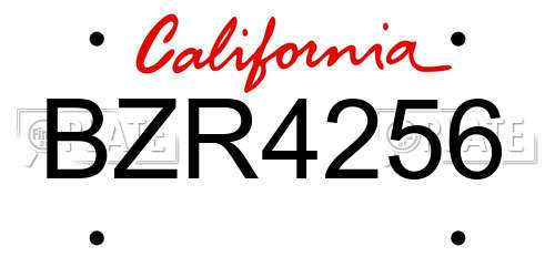 BZR4256 California License Plate