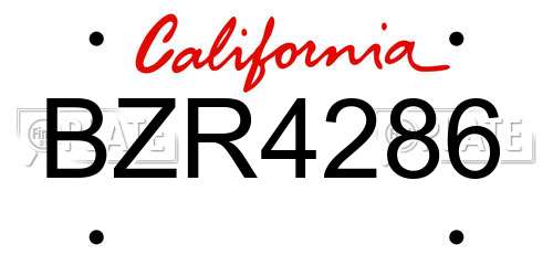 BZR4286 California License Plate