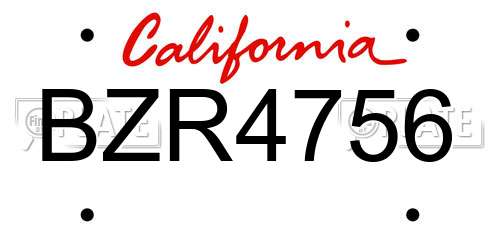 BZR4756 California License Plate