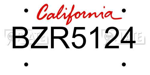 BZR5124 California License Plate