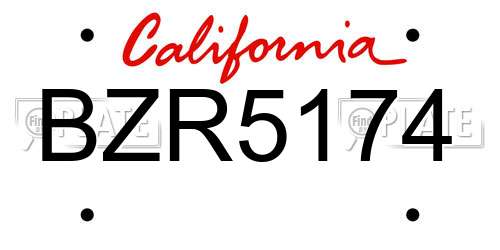 BZR5174 California License Plate