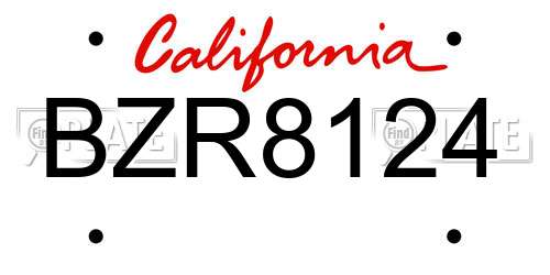 BZR8124 California License Plate