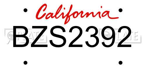 BZS2392 California License Plate