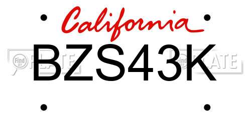 BZS43K California License Plate