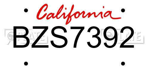 BZS7392 California License Plate