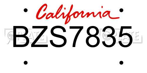 BZS7835 California License Plate