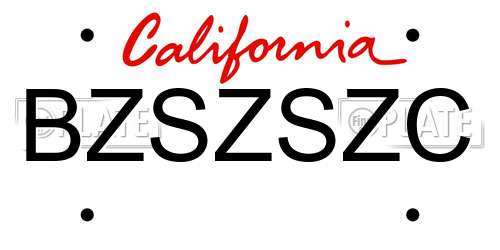 BZSZSZC California License Plate