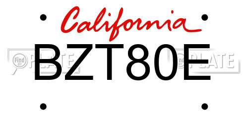 BZT80E California License Plate
