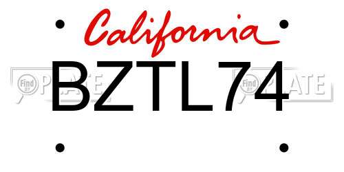 BZTL74 California License Plate