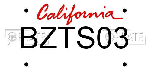 BZTS03 California License Plate