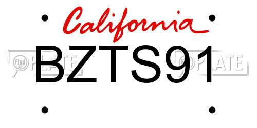 BZTS91 California License Plate