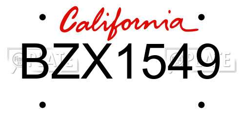 BZX1549 California License Plate