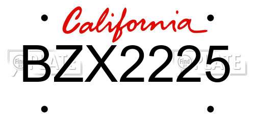 BZX2225 California License Plate