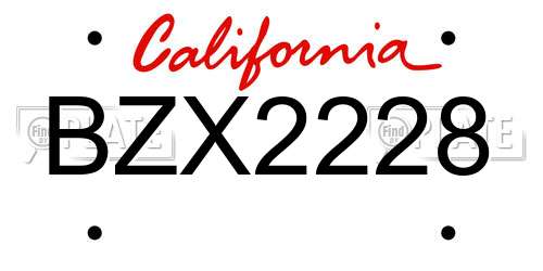 BZX2228 California License Plate