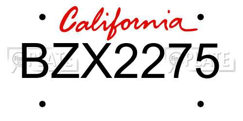 BZX2275 California License Plate