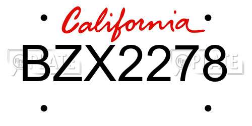 BZX2278 California License Plate