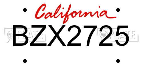 BZX2725 California License Plate