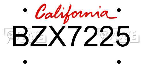 BZX7225 California License Plate