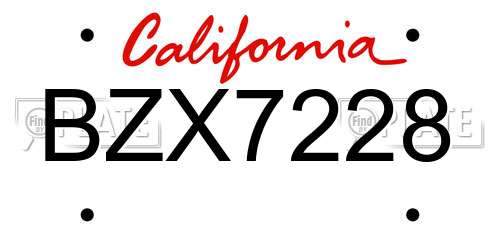 BZX7228 California License Plate