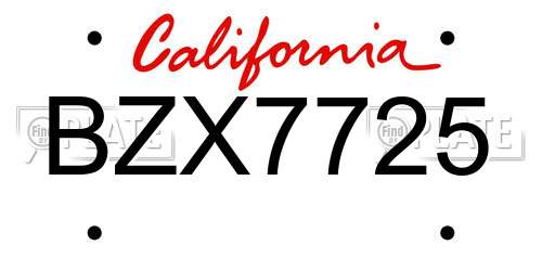 BZX7725 California License Plate