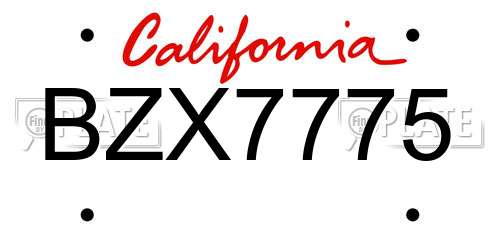 BZX7775 California License Plate