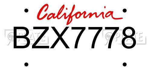 BZX7778 California License Plate