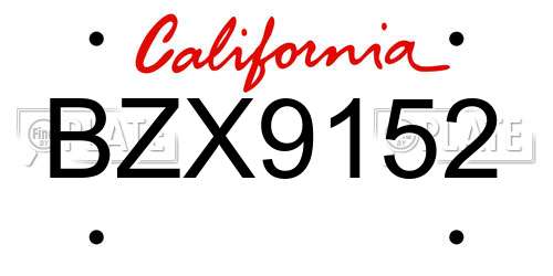 BZX9152 California License Plate