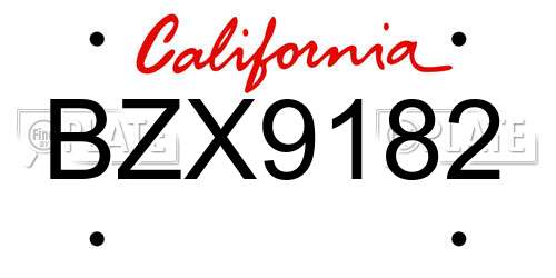 BZX9182 California License Plate