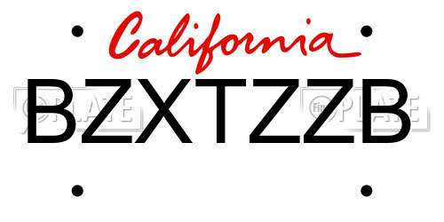 BZXTZZB California License Plate