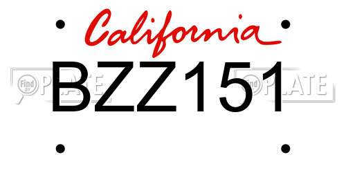BZZ151 California License Plate