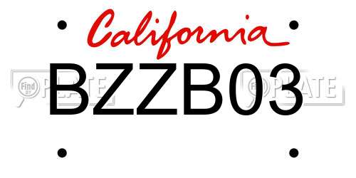 BZZB03 California License Plate