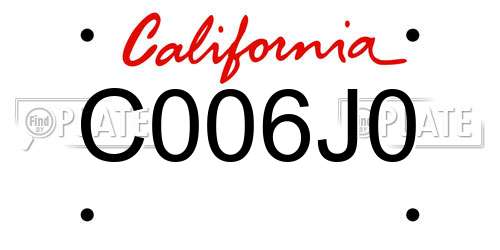 C006J0 California License Plate