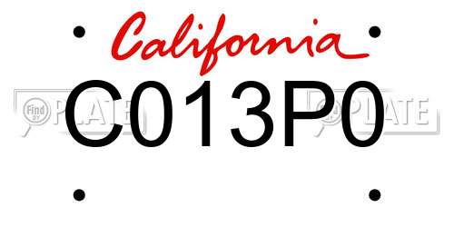 C013P0 California License Plate