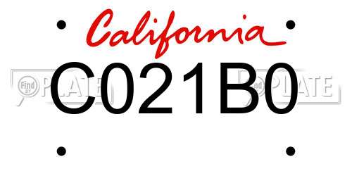 C021B0 California License Plate