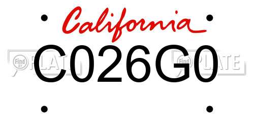 C026G0 California License Plate