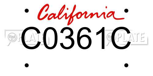 C0361C California License Plate