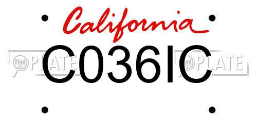 C036IC California License Plate