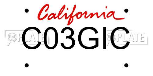 C03GIC California License Plate