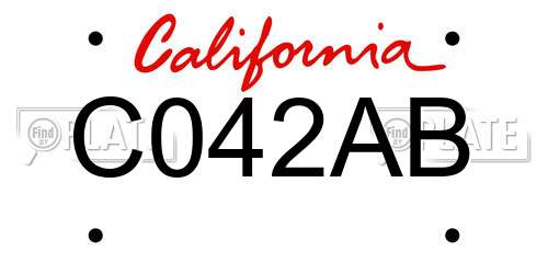 C042AB California License Plate
