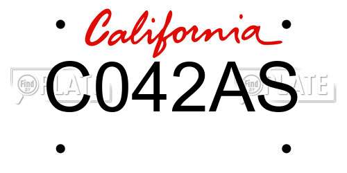 C042AS California License Plate