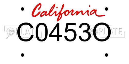 C0453O California License Plate