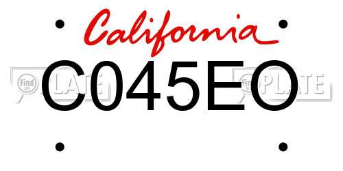 C045EO California License Plate