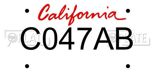 C047AB California License Plate