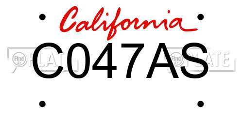 C047AS California License Plate