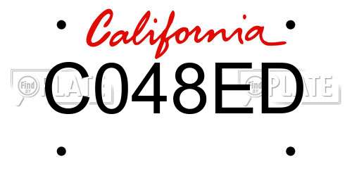 C048ED California License Plate