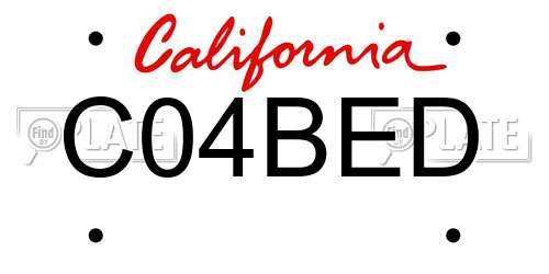 C04BED California License Plate